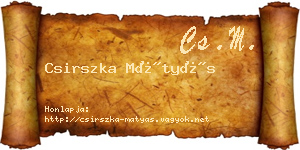 Csirszka Mátyás névjegykártya